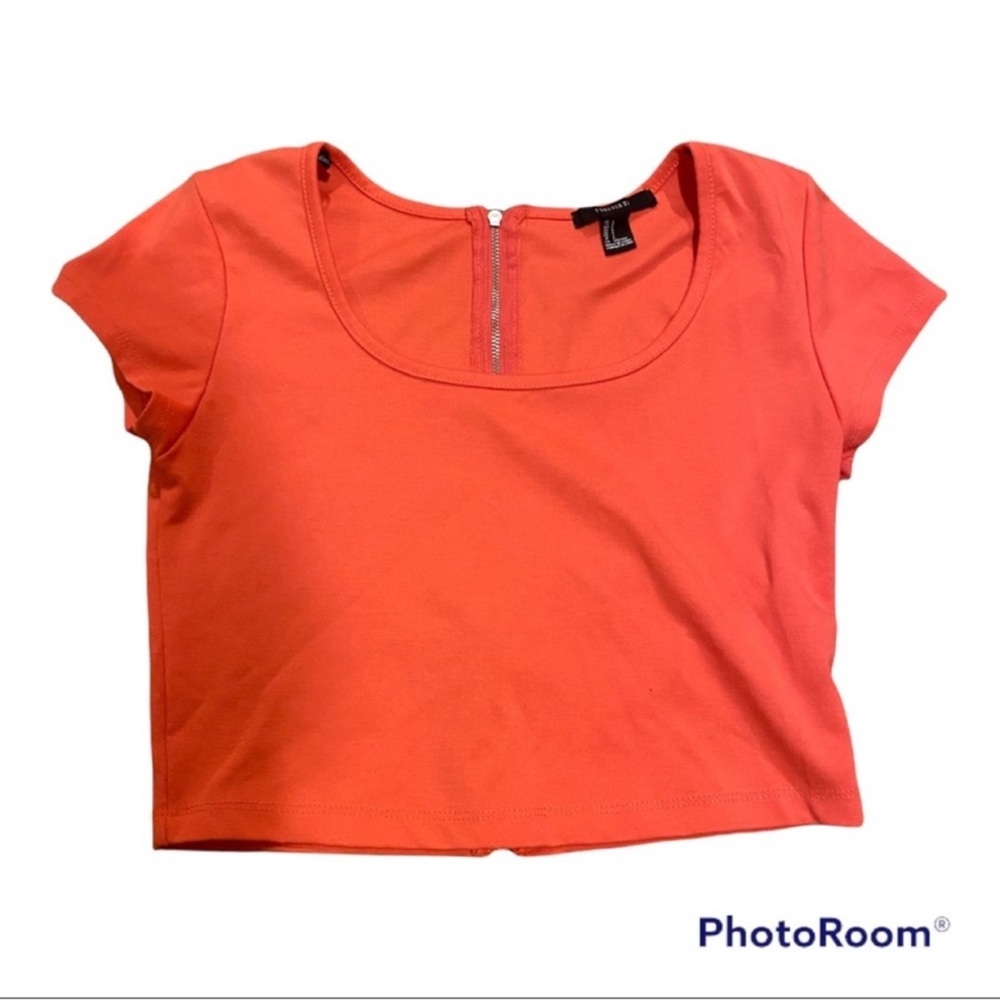 Forever 21 Pink Crop T-Shirt with Cap Sleeves